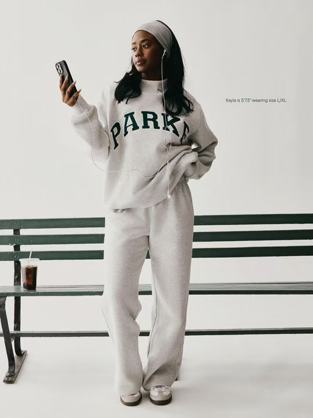 Parke Light Gray Sweatshirt with Dark Green Logo